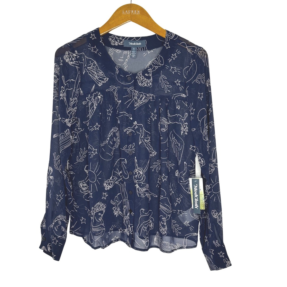 New Modcloth Glamour Goddess button front top Size S